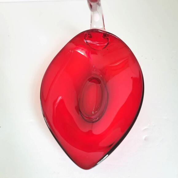 Duncan Miller Swan Candy Nut Dish Ruby Red Glass Trinket Mid Century Mod 1940s - Picture 7 of 9